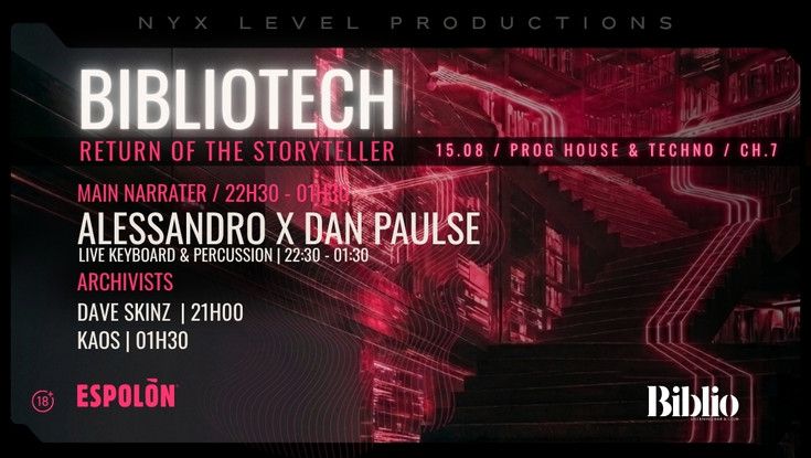 Bibliotech -  Chapter 7 | 15 August 2026 | Progressive House & Techno